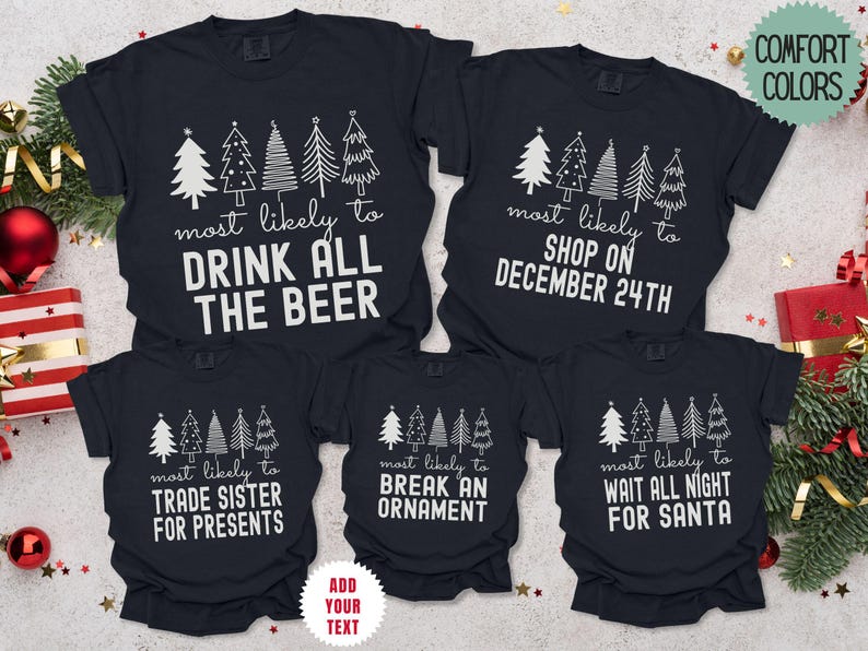 Most Likely to Christmas Tree Shirts Comfort Colors® Personalized