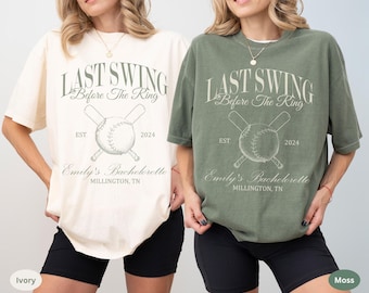 Custom Baseball Bachelorette Shirts  Sports Bachelorette Party Shirt  Luxury Bach Merch  Baseball Bach Club Tshirts  Last Swing  Bride To Be