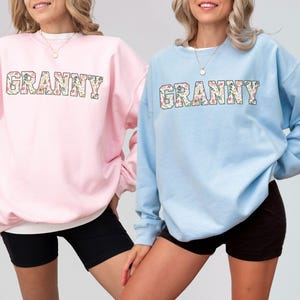 Personalized Granny Sweatshirt with Kid Name on Sleeve, Customized Granny Est Shirt Christmas Grandma Shirt Granny Mothers Day Gift image 8