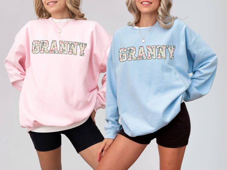 Personalized Granny Sweatshirt with Kid Name on Sleeve, Customized Granny Est Shirt Christmas Grandma Shirt Granny Mothers Day Gift image 8