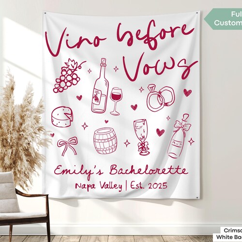 Vino avant voeux bannière vin personnalisé EVJF tapisserie décor domaine viticole douche nuptiale signe Napa Valley vignoble mariée Photo toile de fond
