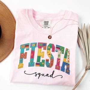 Chemise imitation patchwork Fiesta Squad Comfort Colors®, chemise Cinco De Mayo, t-shirt Fiesta Party, t-shirt festif mexicain, t-shirt festif hispanique