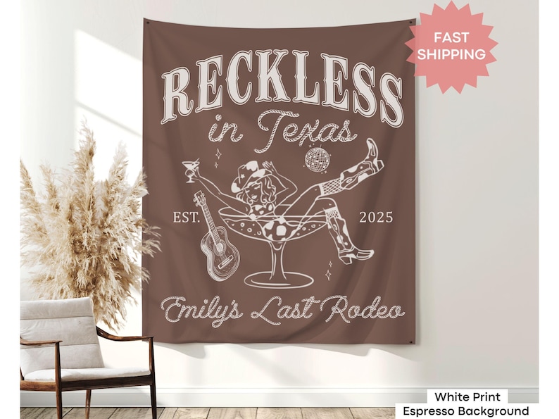 Texas bachelorette party banner for bridal showers, bach lounges, or personalized cowgirl decor.