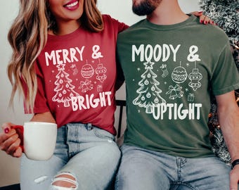 Comfort Colors® Funny Matching Couple Christmas Shirt, Husband Wife Holiday Tees, Boyfriend Girlfriend Xmas Outfit, His Hers Christmas Gift