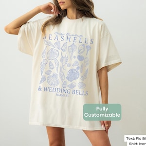 T-shirt « Coquillages et cloches de mariage » pour enterrement de vie de jeune fille, sweat-shirt style bord de mer, cadeau pour demoiselles d'honneur, souvenir de voyage entre filles