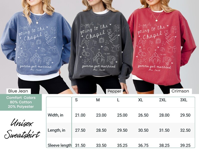 Personalisiertes „Zukünftige Frau“-Shirt von Comfort Colors® – Auf dem Weg zur Kapelle – Wir heiraten! Rundhalsausschnitt – Geschenk für frisch Verlobte – Junggesellinnenabschied – Braut in spe Bild 4