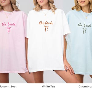 Wedding party shirts shown as a full set with custom roles for each member. Designed to bring the bridal party together in a timeless coordinated style.
