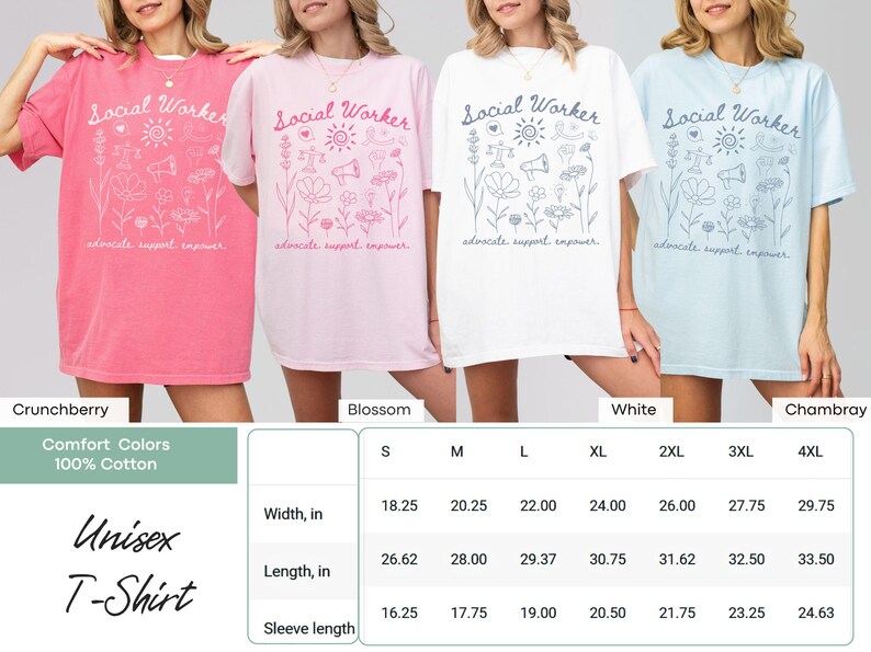Comfort Colors® Schulsozialarbeiter-Shirt, Blumensozialarbeit-Shirt, Lcsw-Geschenk, Lmsw-Geschenk, MSW LSW-Shirt Fürsprecher-Unterstützung empower T-Stück Bild 2