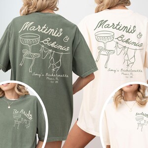 Surprise the bride-to-be with this cute and custom martini bachelorette tee, an ideal keepsake for a tropical bach weekend.