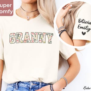 Personalized Granny Sweatshirt with Kid Name on Sleeve, Customized Granny Est Shirt Christmas Grandma Shirt Granny Mothers Day Gift image 12