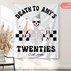 Death To My Twenties Tapestry Custom 30th Birthday Party Banner Decor RIP To My 20s Thirty Birthday Welcome Sign 30 Bday Photo Backdrop