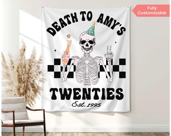 Death To My Twenties Tapestry Custom 30th Birthday Party Banner Decor RIP To My 20s Thirty Birthday Welcome Sign 30 Bday Photo Backdrop