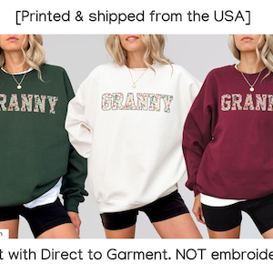 Personalized Granny Sweatshirt with Kid Name on Sleeve, Customized Granny Est Shirt Christmas Grandma Shirt Granny Mothers Day Gift image 9