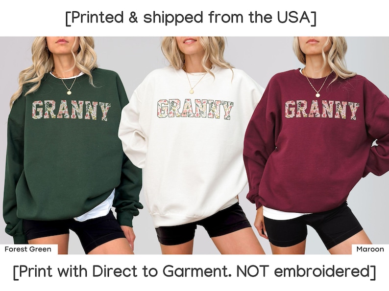Personalized Granny Sweatshirt with Kid Name on Sleeve, Customized Granny Est Shirt Christmas Grandma Shirt Granny Mothers Day Gift image 9