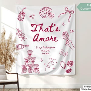 That&#39;s Amore Bridal Shower Banner Decor Personalized Italian Theme Bachelorette Party Photo Backdrop Tapestry Pizza Wine Bridal Shower Sign