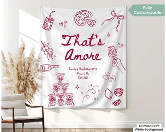 That's Amore Bridal Shower Banner Decor Personalized Italian Theme Bachelorette Party Photo Backdrop Tapestry Pizza Wine Bridal Shower Sign