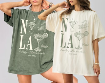 Personalized Nola Bachelorette Comfort Colors® Shirt, Custom New Orleans Bachelorette Party TShirt, Mardi Gras Bach Louisiana Girl Trip Tees