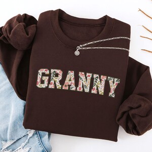 Personalized Granny Sweatshirt with Kid Name on Sleeve, Customized Granny Est Shirt Christmas Grandma Shirt Granny Mothers Day Gift image 11