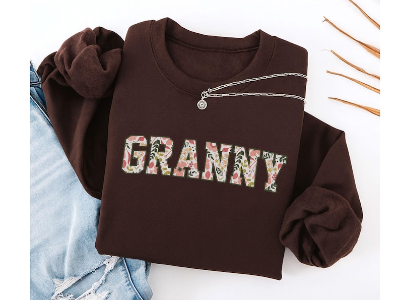 Personalized Granny Sweatshirt with Kid Name on Sleeve, Customized Granny Est Shirt Christmas Grandma Shirt Granny Mothers Day Gift image 11