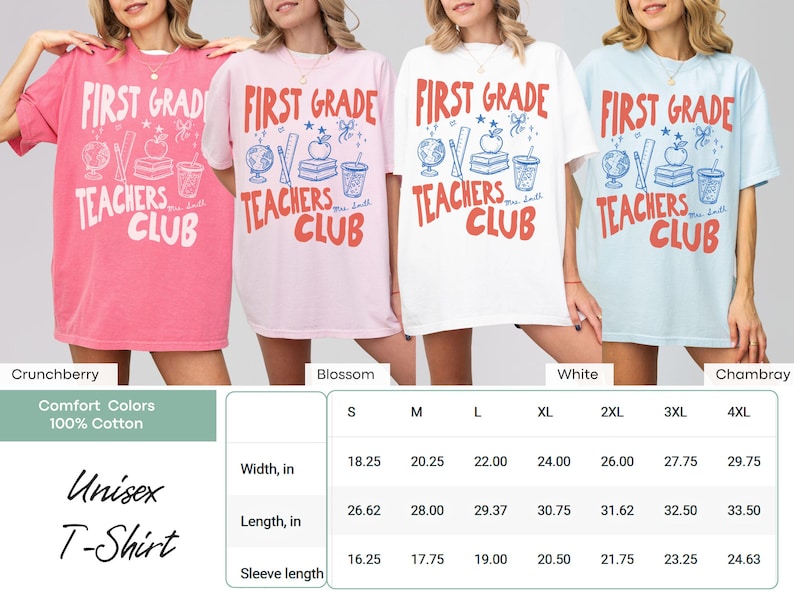Comfort Colors® Personalized First Grade Teacher Shirt, First Grade Teachers Club TShirt, Custom 1st Grade Teacher T-Shirt Back To School image 3