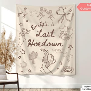 Last Hoedown Bachelorette Banner Decor Custom Last Rodeo Bach Photo Backdrop Cowgirl Bachelorette Party Tapestry Sign Austin Texas Nashville