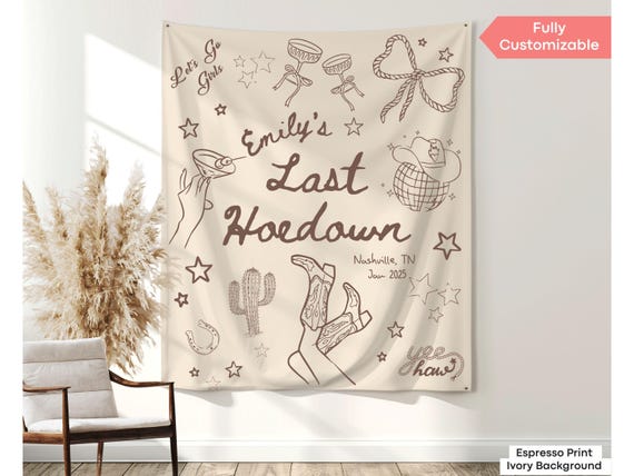 Last Hoedown Bachelorette Banner Decor Custom Last Rodeo Bach Photo Backdrop Cowgirl Bachelorette Party Tapestry Sign Austin Texas Nashville