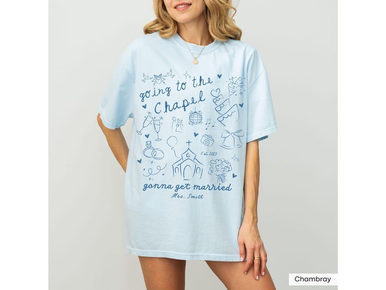 Custom Gonna Get Married t-shirt designed for the future Mrs. A stylish and cozy engagement gift or pre-wedding outfit.