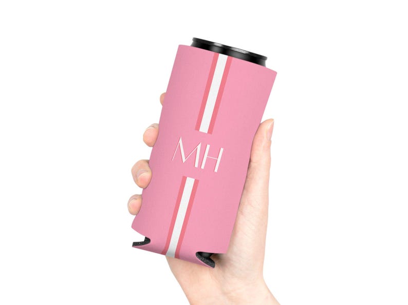 This custom slim can holder works well for a beach bachelorette or girls trip. Easy to pack and stylish for poolside and ocean days. A fun detail for shared vacation memories.