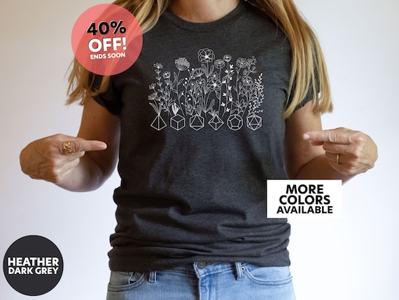 Floral Dice Shirt for Tabletop RPG Fans, Fantasy Gamer Gift, Vintage Dice Tee, Board Game Shirt for Women