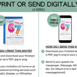 May include: A birthday invitation design with the text "I WAS 67 NOW I'M" in pink and blue, with an ice cream cone. The invitation is available in two sizes, 5x7 inches and 1080 x 1920 px.