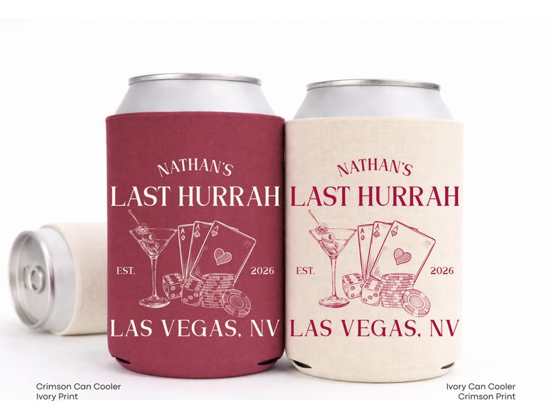 Personalized Vegas casino bachelor drink sleeve.