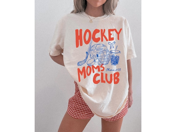 Comfort Colors® Hockey Moms Club Shirt, Personalized Player Name Number Hockey Mama Shirt, Game Day Team Mom Tshirt, Sports Mom Graphic Tee
