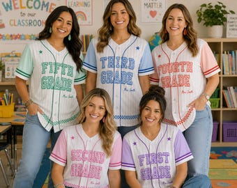 Op maat gemaakt honkbalshirt voor leerkrachten, gepersonaliseerd shirt voor de start van het schooljaar voor leerkrachten van de kleuterklas, groep 1, 2 en 3.