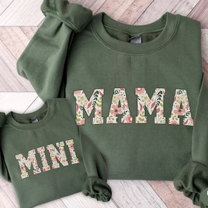 Floral Mama Mini Sweatshirt Mommy and Me Sweatshirt Mommy & Me Crewneck Matching Mom Daughter Hoodies Mother's Day Shirt New Mom Gift
