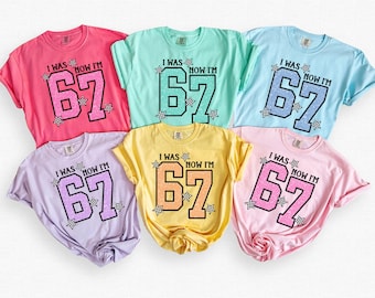 I Was 6 Now I'm 7 Birthday Shirt Comfort Colors® Funny 7th Birthday Tee, 6 7 Meme Bday Gift For Girl Boy Six Seven Year Old Birthday T-Shirt