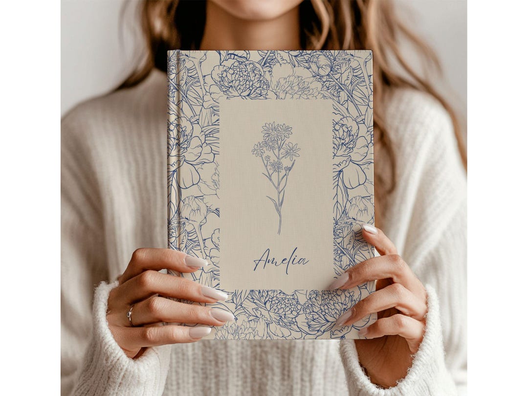 Personalized Birth Month Flower Journal With Name, Custom Floral ...