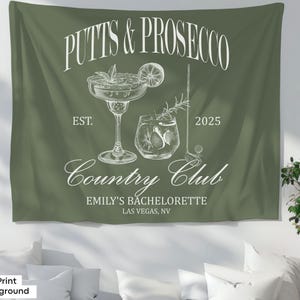 Putts and Prosecco Country Club Bachelorette Tapestry Personalized Golf Bachelorette Party Banner Golf Birthday Party Welcome Sign
