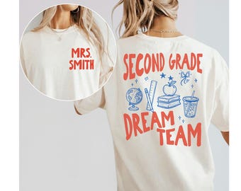 Custom Second Grade Dream Team Shirt, Retro Teacher Club T-shirt, Personalized 2nd Grade Teacher Apparel, Back To School Teaching Gifts