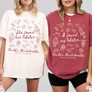 Ze vond haar kreeft vrijgezellenfeest comfort kleuren shirt aangepaste Maine vrijgezellenfeest tshirt kust vissen Bach shirt verliefd
