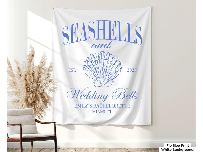 A must-have for any coastal bride, this Custom Bach Tapestry is the perfect backdrop for capturing memories at a beach bachelorette or tropical getaway.