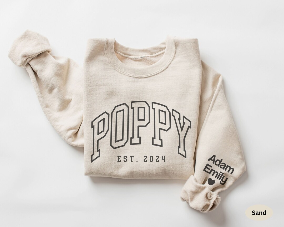 限定品　最安値POPPY EMBROIDERED SWEATSHIRT Custom Poppy Sweatshirt With Grandkid Names Sleeve Poppy