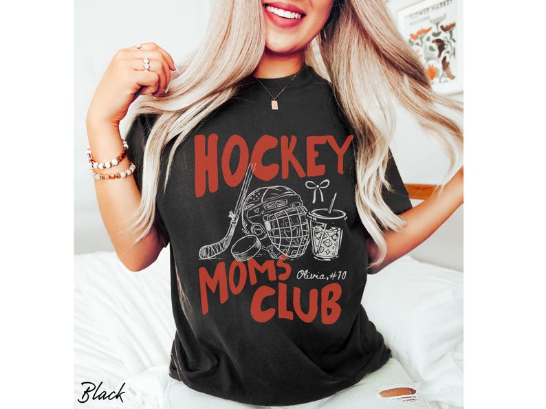 Comfort Colors® Hockey Moms Club Shirt, Personalized Player Name Number Hockey Mama Shirt, Game Day Team Mom Tshirt, Sports Mom Graphic Tee image 13