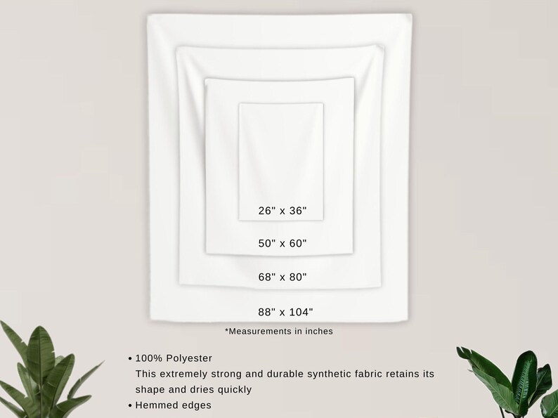 The image is a white square with measurements and descriptions of the fabric, including the fabric's strength, durability, and quick-drying properties.