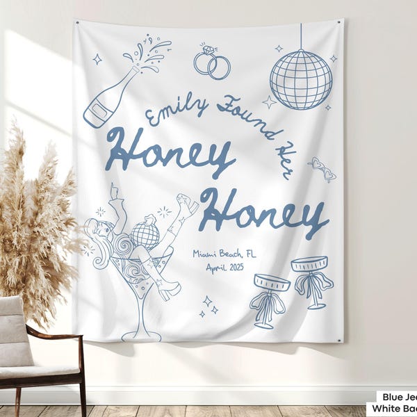 Ella encontró a su miel Honey Despedida de soltera Pancarta Decoración Tapiz Disco Despedida de soltera personalizado Letrero Disco Despedida de soltera Fondo para fotos de la novia