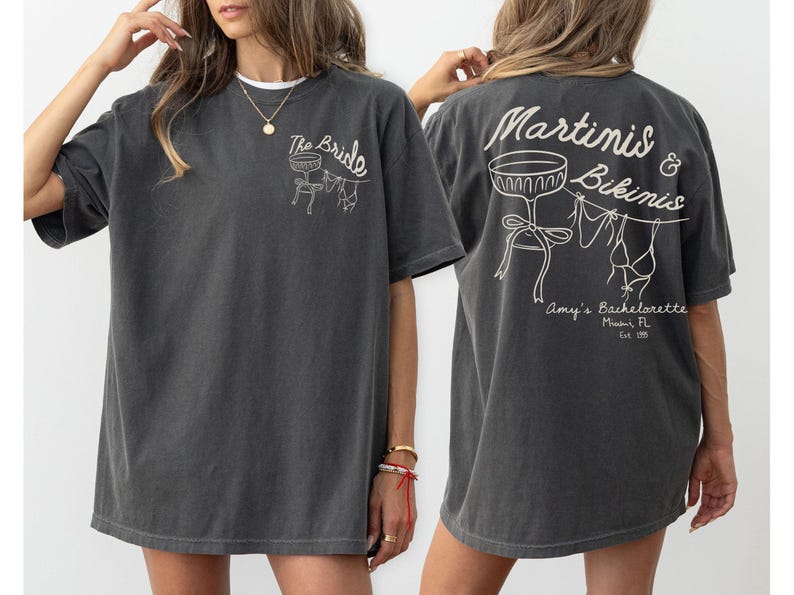Complete your bach weekend aesthetic with these matching martini-themed tees, great for cocktails, yacht days, and beach parties.
