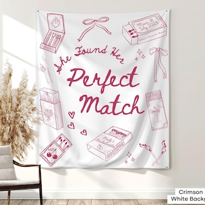 She Found Her Perfect Match Bachelorette Party Banner Decor Custom Match Made In Heaven Bridal Shower Sign Tapestry Bach Weekend Backdrop