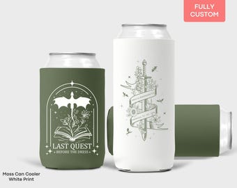Medieval Bachelorette Can Cooler Decor, Last Quest Before The Dress Renaissance Faire Fantasy Dragon Bookish Bach Party Slim Can Sleeve