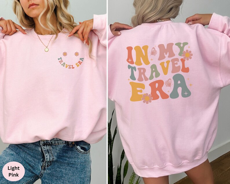 Thoughtful gift for any traveler. This In My Travel Era sweatshirt is ideal for those who love road trips, flying, or simply exploring the world.