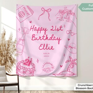 Twenty-first birthday tapestry designed for beach celebrations, customized for birthdays born in 2004, perfect for memorable girls’ weekends.