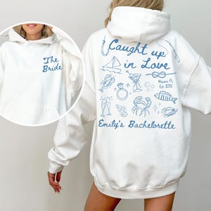 Caught Up in Love vrijgezellenfeest hoodies aangepaste visserij vrijgezellenfeest Sweatshirt kreeft Maine Bach ronde hals Coastal Beach Bach tshirt